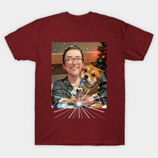 Pets are Christmas Joy (smiling pet owner and dog) T-Shirt